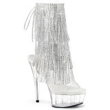 Silber 15 cm DELIGHT-1017RSF high heels stiefeletten mit fransen