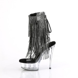 Silber 15 cm DELIGHT-1017RSF high heels stiefeletten mit fransen