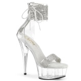 Silber 15 cm DELIGHT-627RS transparente plateau high heels mit knöchelriemen