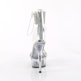 Silber 15 cm DELIGHT-627RS transparente plateau high heels mit knöchelriemen