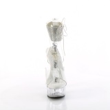 Silber 15 cm DELIGHT-627RS transparente plateau high heels mit knöchelriemen