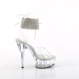 Silber 15 cm DELIGHT-627RS transparente plateau high heels mit knöchelriemen