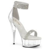 Silber 15 cm DELIGHT-641 pleaser high heels mit knöchelriemen