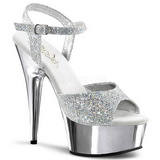 Silber 15 cm Pleaser DELIGHT-609G Chrome Plateau High Heel