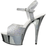 Silber 15 cm Pleaser DELIGHT-609G Chrome Plateau High Heel