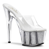 Silber 18 cm ADORE-701G Glitter Plateau High Mules