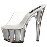 Silber 18 cm ADORE-701G Glitter Plateau High Mules