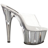 Silber 18 cm ADORE-701G Glitter Plateau High Mules