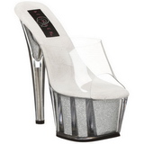 Silber 18 cm ADORE-701G Glitter Plateau High Mules