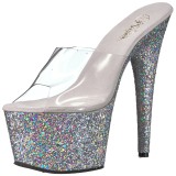 Silber 18 cm ADORE-701LG glitter plateau pantoletten damen