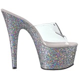 Silber 18 cm ADORE-701LG glitter plateau pantoletten damen