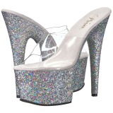 Silber 18 cm ADORE-701LG glitter plateau pantoletten damen