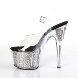 Silber 18 cm ADORE-708CG glitter plateau high heels