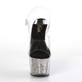Silber 18 cm ADORE-708CG glitter plateau high heels