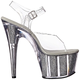 Silber 18 cm ADORE-708SRS Sandaletten mit Strass Plateau