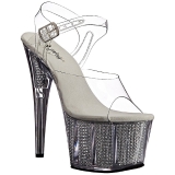 Silber 18 cm ADORE-708SRS Sandaletten mit Strass Plateau