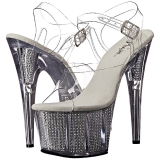 Silber 18 cm ADORE-708SRS Sandaletten mit Strass Plateau