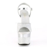 Silber 18 cm ADORE-709-2G glitter plateau sandaletten
