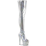 Silber 18 cm BEJ-3000-7 Hologramm poledance overknee lackstiefel