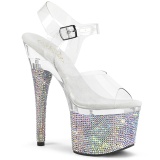 Silber 18 cm ESTEEM-708DM plateau high heels mit strass steinen