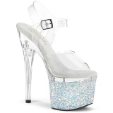 Silber 18 cm ESTEEM-708LG-2 glitter plateauschuhe high heels