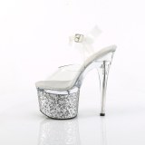 Silber 18 cm ESTEEM-708LG glitter plateauschuhe high heels