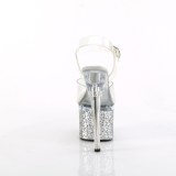 Silber 18 cm ESTEEM-708LG glitter plateauschuhe high heels