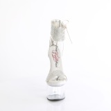 Silber 18 cm PASSION-727RS transparente plateau high heels mit knöchelriemen