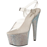 Silber 18 cm Pleaser BEJEWELED-708DM Strass Plateau High Heels