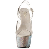 Silber 18 cm Pleaser BEJEWELED-708DM Strass Plateau High Heels