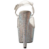 Silber 18 cm Pleaser BEJEWELED-708DM Strass Plateau High Heels