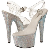 Silber 18 cm Pleaser BEJEWELED-708DM Strass Plateau High Heels