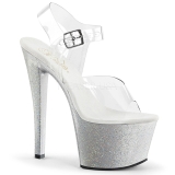 Silber 18 cm Pleaser SKY-308MG glitter high heels schuhe