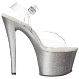 Silber 18 cm Pleaser SKY-308MG glitter high heels schuhe