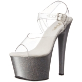 Silber 18 cm Pleaser SKY-308MG glitter high heels schuhe