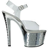 Silber 18 cm Pleaser STARDUST-708 Chrome Plateau High Heels