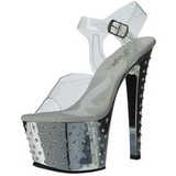 Silber 18 cm Pleaser STARDUST-708 Chrome Plateau High Heels