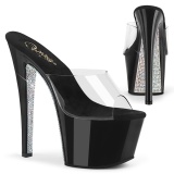 Silber 18 cm SKY-301CRS plateau high heel mules mit strass steinen