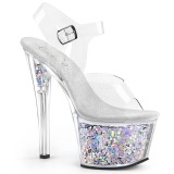 Silber 18 cm SKY-308GF glitter plateau sandaletten