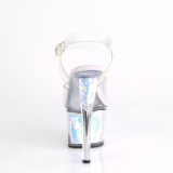 Silber 18 cm SKY-308MC Hologramm plateau high heels