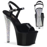 Silber 18 cm SKY-309CHRS plateau high heels mit strass steinen