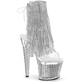 Silber 18 cm SPECTATOR-1017RSF high heels stiefeletten mit fransen