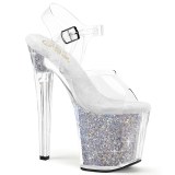 Silber 19 cm ENCHANT-708RSI glitter plateau high heels