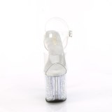 Silber 19 cm ENCHANT-708RSI glitter plateau high heels