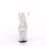 Silber 19 cm ENCHANT-708RSI glitter plateau high heels