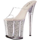 Silber 20 cm FLAMINGO-801G glitter plateau pantoletten damen