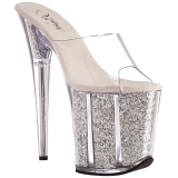 Silber 20 cm FLAMINGO-801G glitter plateau pantoletten damen