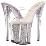 Silber 20 cm FLAMINGO-801G glitter plateau pantoletten damen