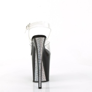 Silber 20 cm FLAMINGO-808CRS-2 plateau high heels mit strass steinen