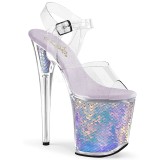 Silber 20 cm FLAMINGO-808MC Hologramm plateau high heels